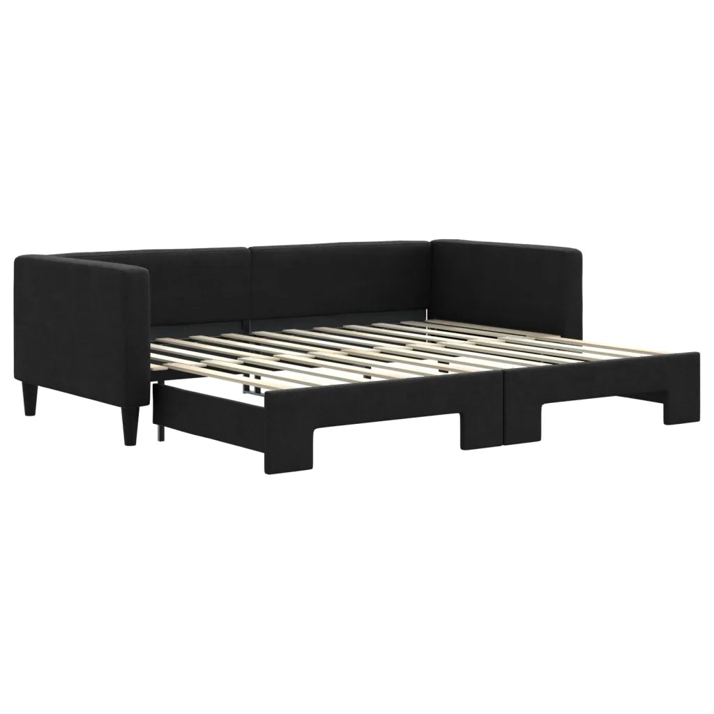 Divano Letto con Letto Estraibile-Sofa Letto-Daybed Nero 90x200 cm in Tessuto 222306