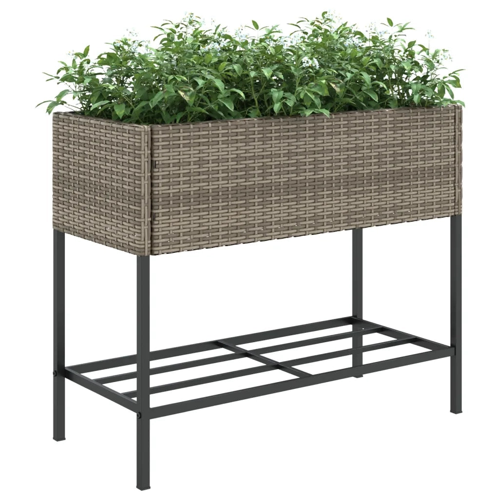 Fioriere Giardino con Ripiani 2pz Grigie 90x40x75cm Polyrattan 3210509