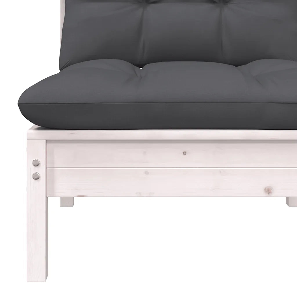 Set Divani da Giardino 3 pz con Cuscini Massello Pino Bianco 806683