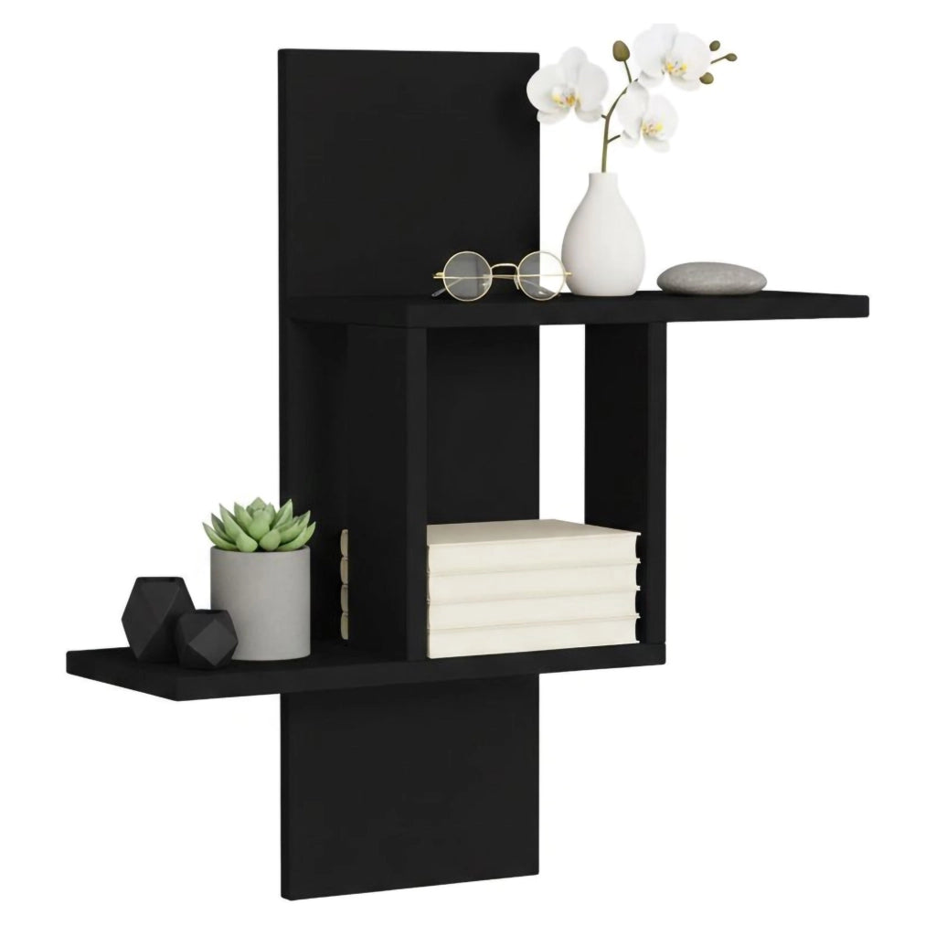 Lozen, Mensola 2 Ripiani, 64x20x70h cm Nero Antracite