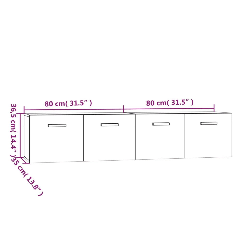 Mobili Parete 2 pz Bianco 80x35x36,5cm Legno Multistrato