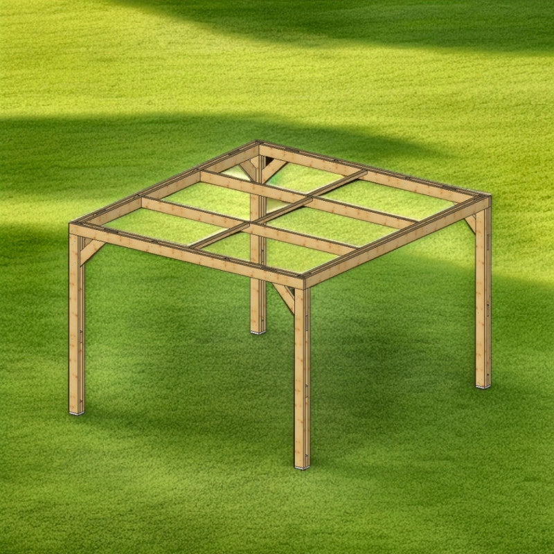 Pergola da giardino in legno 341x313 cm – Tettoia con struttura picea termo-trattata – Copertura 10,68 m² – THO3531 Foresta
