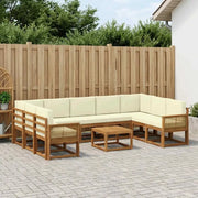 Set di divani da esterno con cuscino 10 pcs Naturale e Crema 3385556