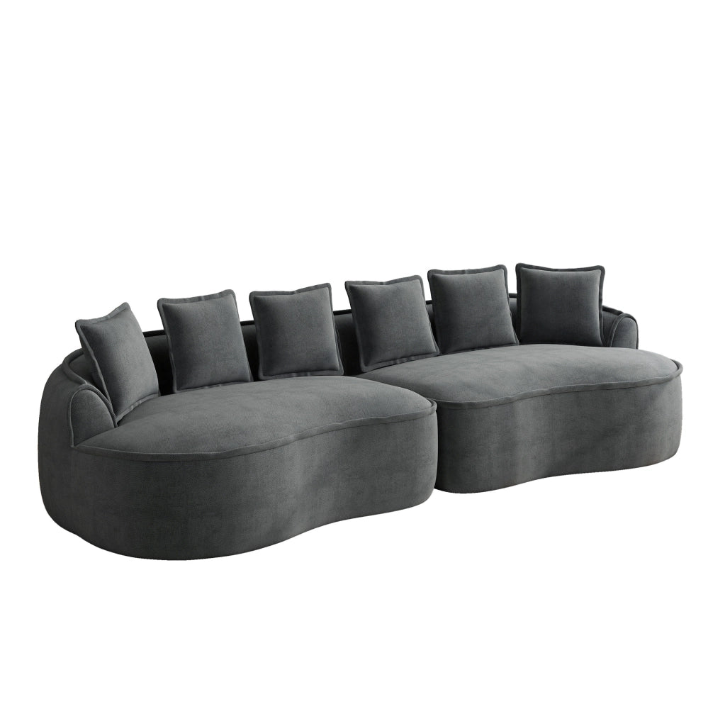 Divano modulare in chenille grigio 320x114x67 cm; senza montaggio; seduta profonda