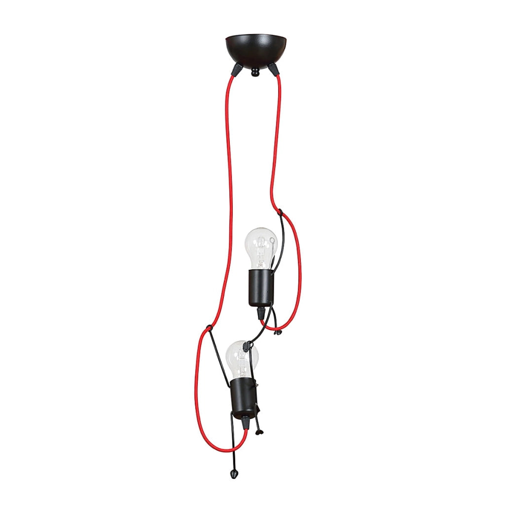 Lampada a sospensione Emibig Bobi 2xE27 nera/rossa Ø20cm