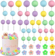 Decorazioni per torte con 46 margherite e fiori in blu, rosa e verde