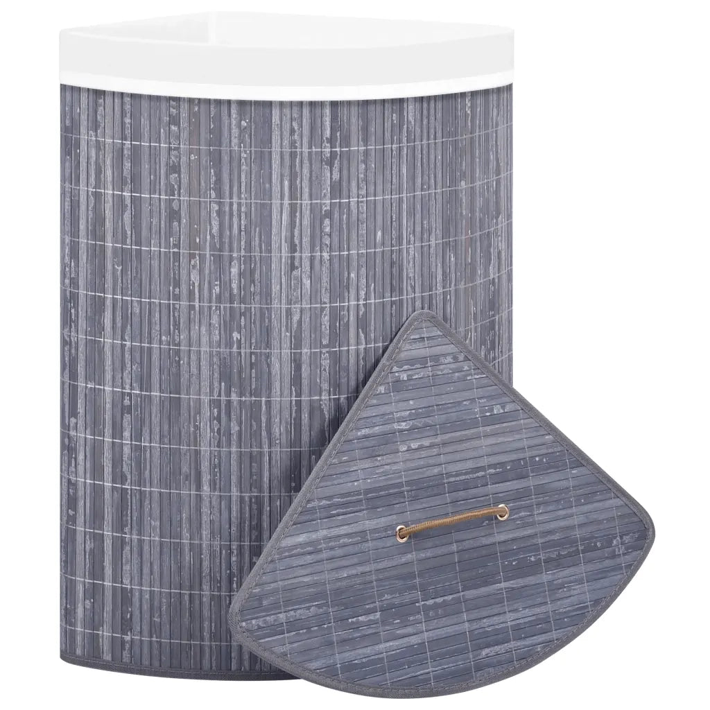 Cesto Portabiancheria Angolare in Bambù Grigio 60 L 320761