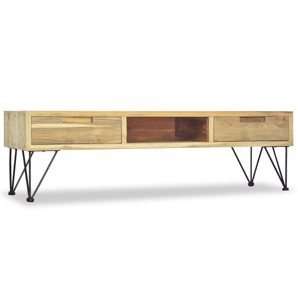 Pratico mobile porta TV/buffet di design 120 cm teak massello beige 2502249
