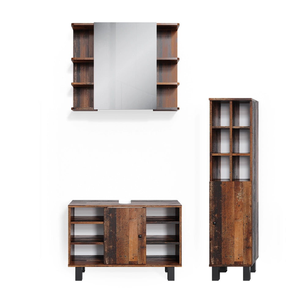 Vicco Set mobili bagno Rovere rustico 3 pezzi, base 80 cm