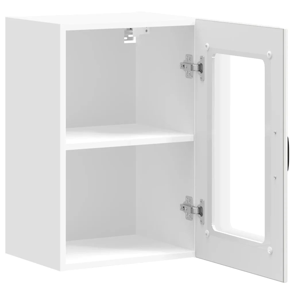 Pensile da Cucina con Porta in Vetro-Mobile Cucina da Parete Lucca Bianco Lucido 452010
