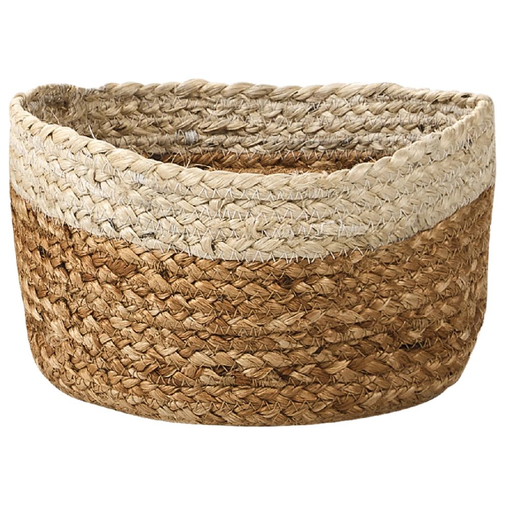 Set di 3 cestini in tessuto di iuta naturale alti 13/14/18 cm per conservare lo stile rustico boho