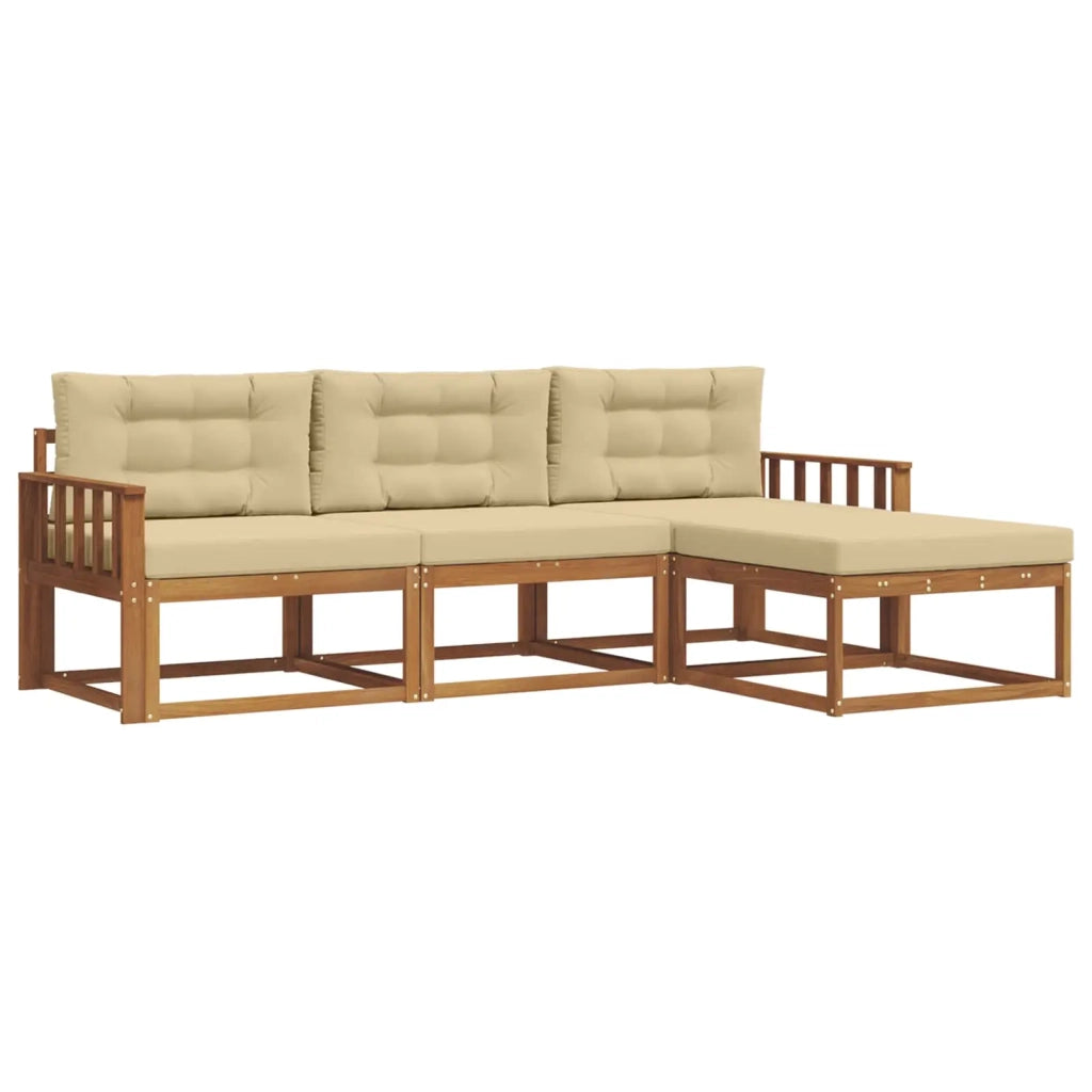 Set di divani da esterno con cuscino 4 pcs Naturale e Beige