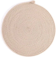 Piatto di stoffa rotondo beige da appendere - 35 cm - per decorazione tavola da pranzo e tavola esterna - Piatto di stoffa rimovibile - Piatto antiscivolo - Grande per tavola da cucina.