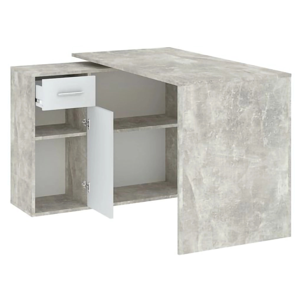 Linaza, Scrivania Angolare, 120x92x74h cm Grigio Cemento