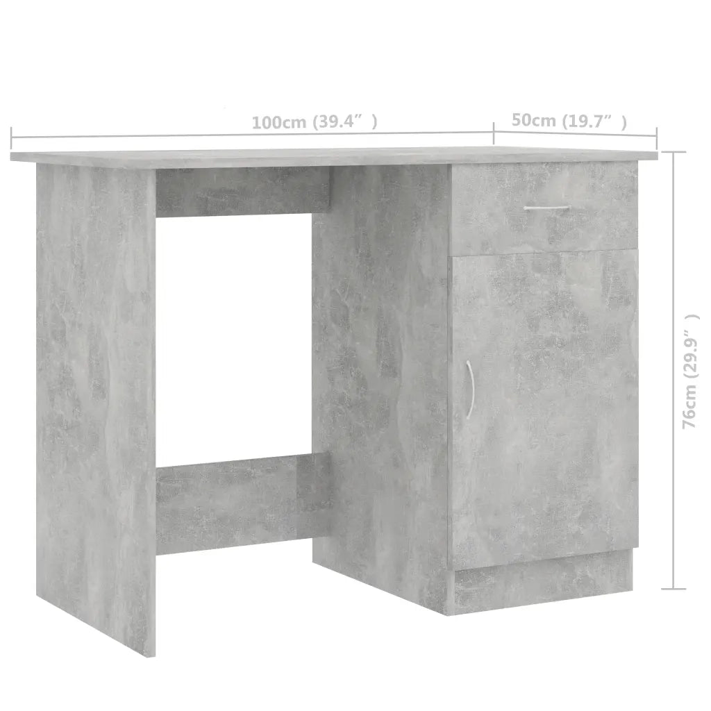 Scrivania | Tavolo da Ufficio Grigio Cemento 100x50x76 cm in Legno Multistrato