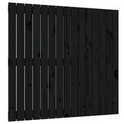 Testiera | Testata da Parete Nera 95,5x3x90 cm in Legno Massello di Pino