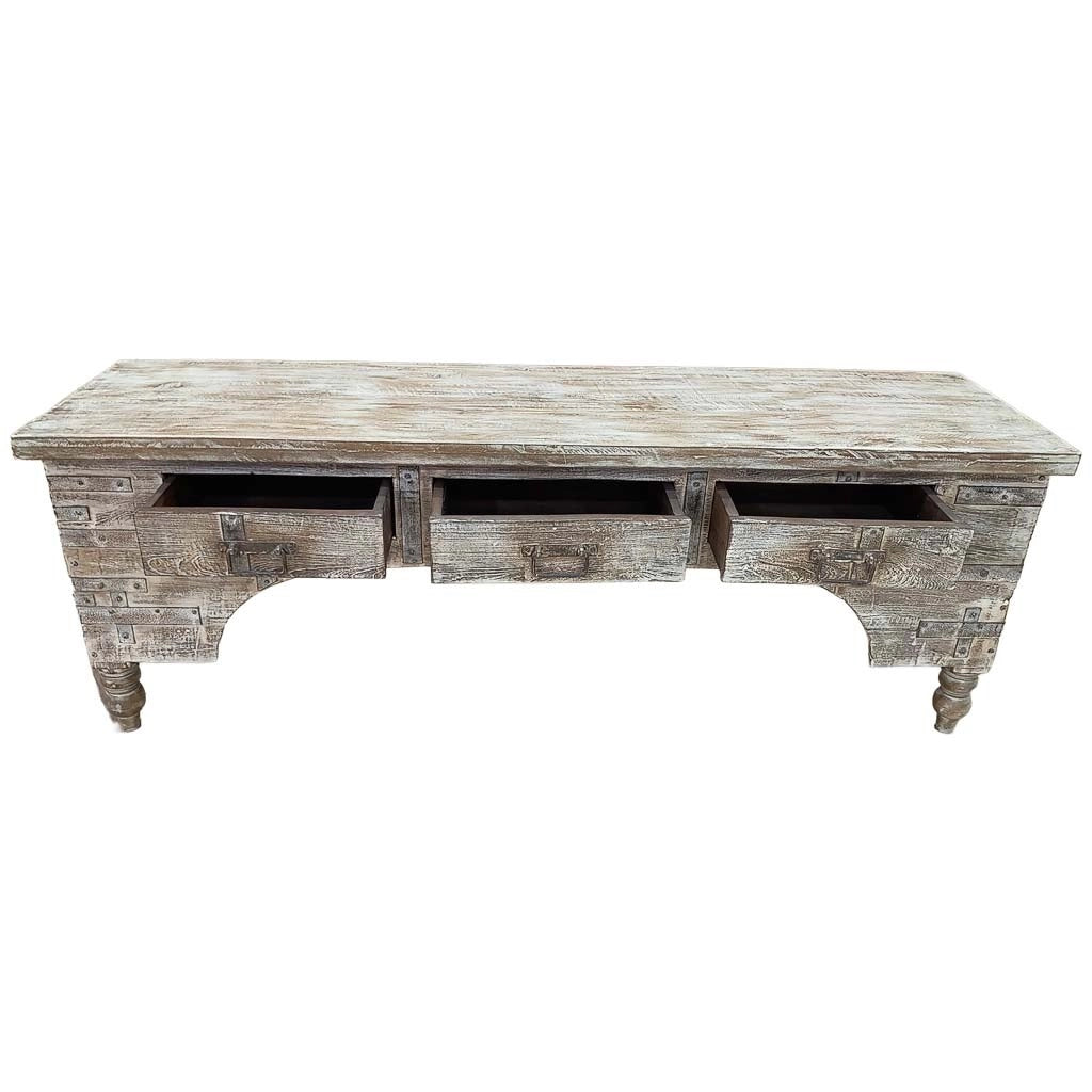 Mobile basso artigianale in legno 165-175x45x57h cm