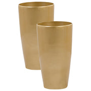 Set di 2 Vasi da fiori per piante da interno per esterni Miscela di pietre dorate Lucido rotondo alto 32 cm