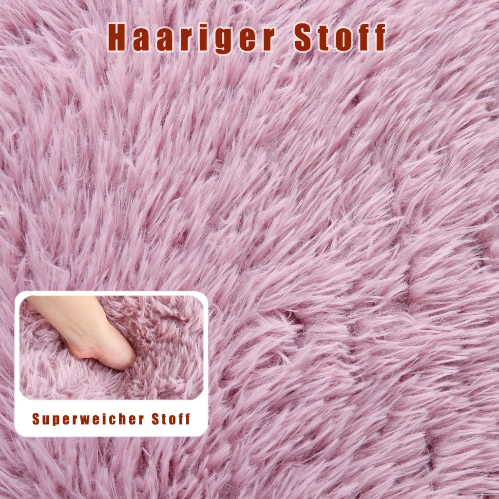Poltrona Convertibile 1 Posto con Schienale Reclinabile a 5 Posizioni e Cuscino, in Tessuto Peluche, Rosa