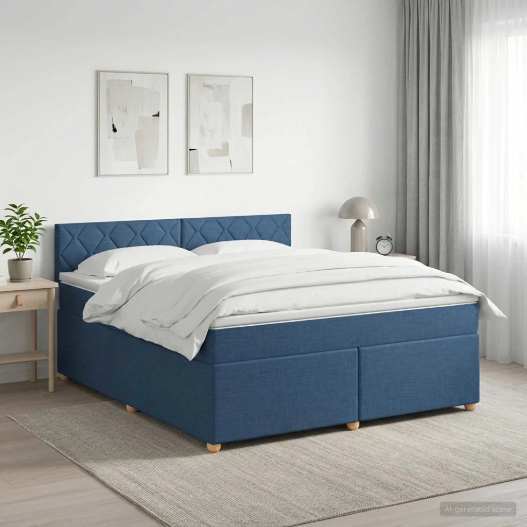 Letto box spring con materasso Blu 140 x 190 cm Tessuto 3450964