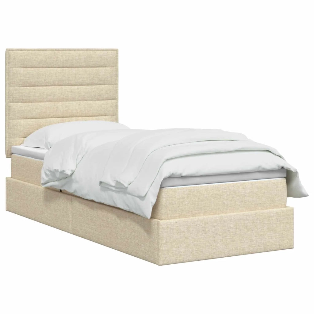 Letto con contenitore e materasso Crema 100 x 200 cm Tessuto 3459424