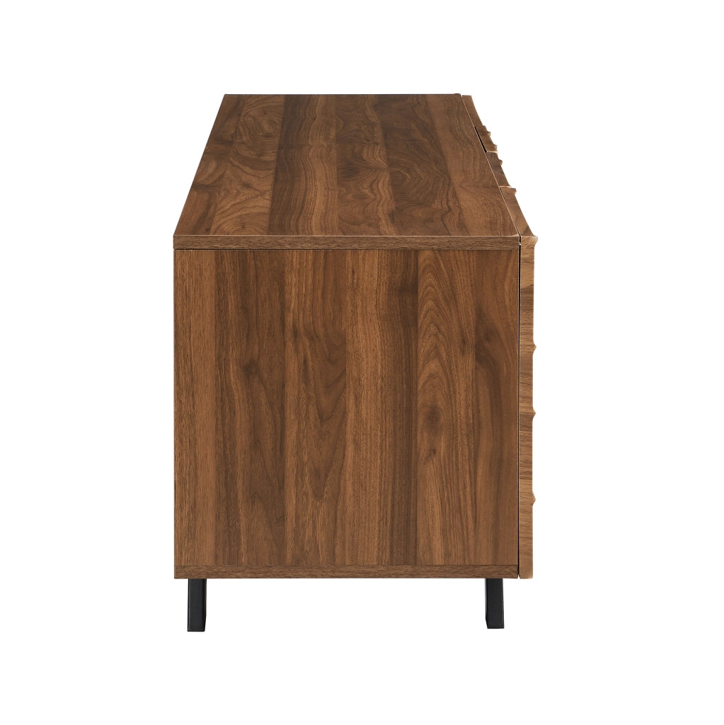 Mobile TV 160x39x50.5 cm; frontale ondulato con grande spazio contenitore; MDF; noce