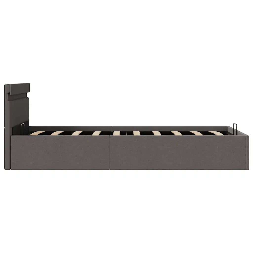 Giroletto con Contenitore e LED Grigio Scuro Tessuto 100x200 cm 285601