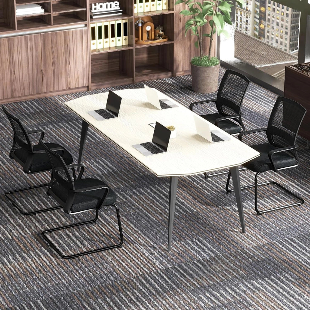 Set di 2 sedie cantilever con bracciolo, sedia da conferenza con supporto lordosi, sedia da ufficio senza ruote, sedie basculanti per sala riunioni e sala riunioni (2)