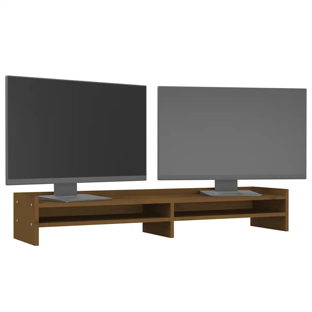 Supporto per Monitor ambra 100x24x16 cm Legno Massello di Pino 813992