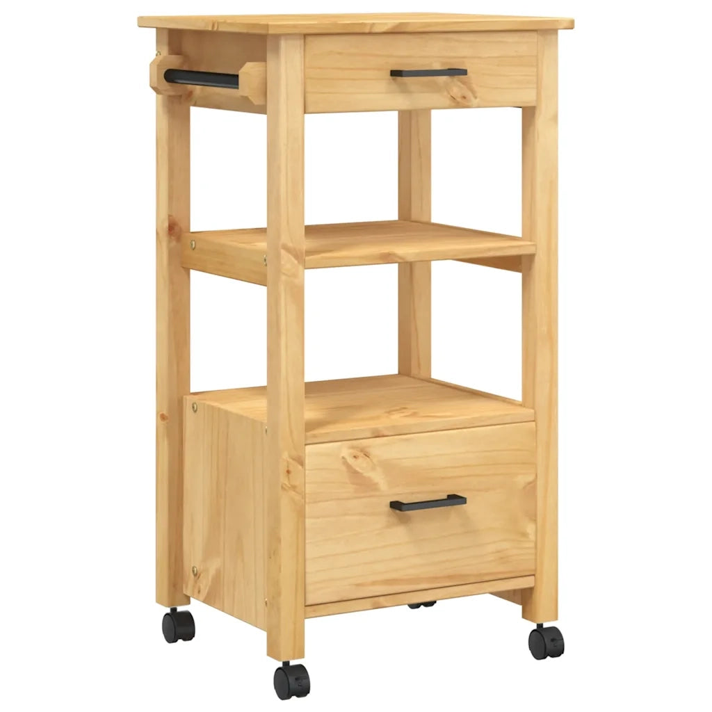 Carrello da Cucina MONZA 48x40x88,5 cm in Legno Massello di Pino 376085
