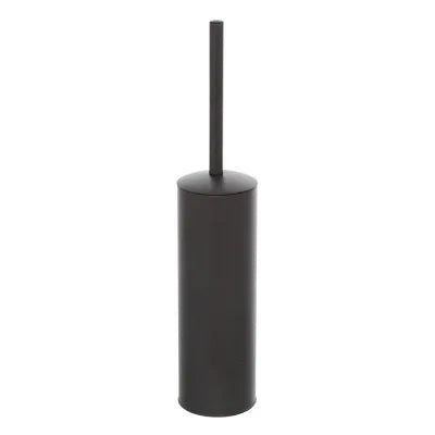 Portascopino grigio opaco con setole nere in silicone e secchio interno