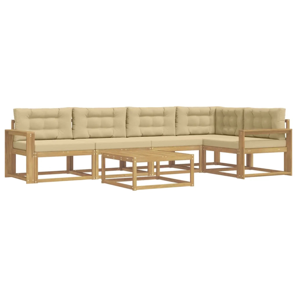 Set di divani da esterno 6 pcs Bianco e Beige 79 x 79 x 37 cm 3386487