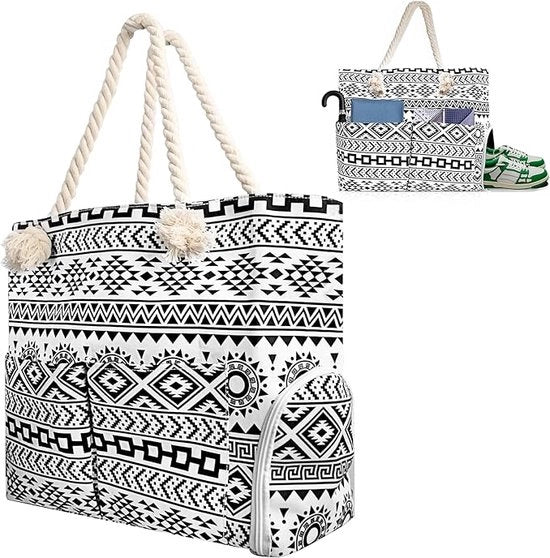Borsa da Spiaggia Grande per Donna con Chiusura a Viaggio e Ripostiglio per Scarpe per Piscina, Picnic, Palestra e Viaggi