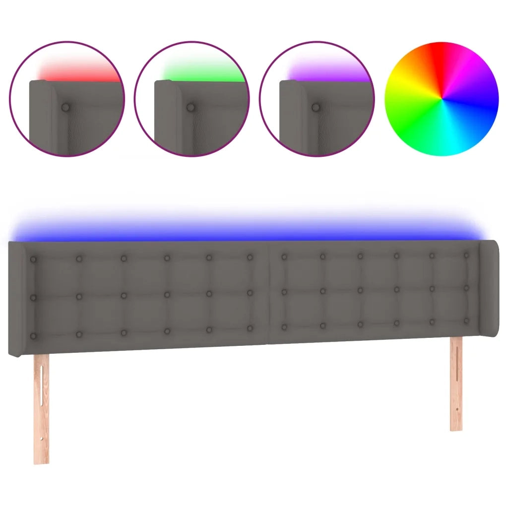 Testiera a LED-Testata con LED Grigio 203x16x78/88 cm in Similpelle 404947