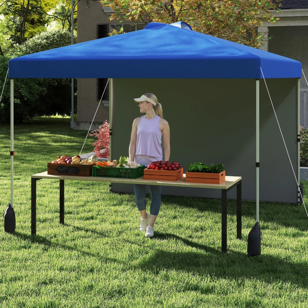 Rifugio da patio pieghevole per eventi commerciali, Tenda a cielo apribile 3 x 3 M con borsa con ruote Blu-Gazebo