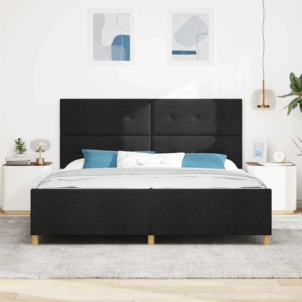 Struttura del letto con testiera Nero 200 x 200 cm Tessuto 3344755