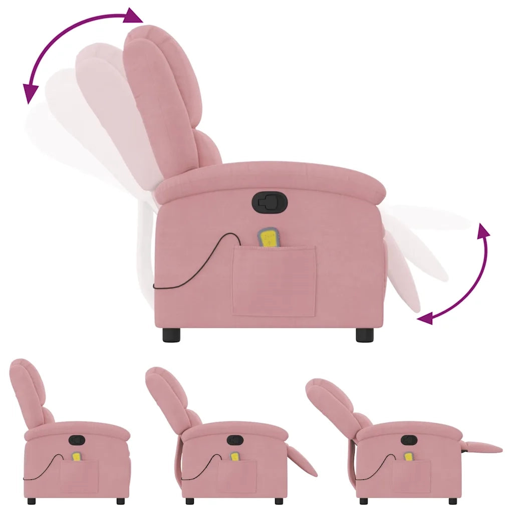 Divano Sedia-Poltrona Massaggiante Reclinabile Rosa in Velluto