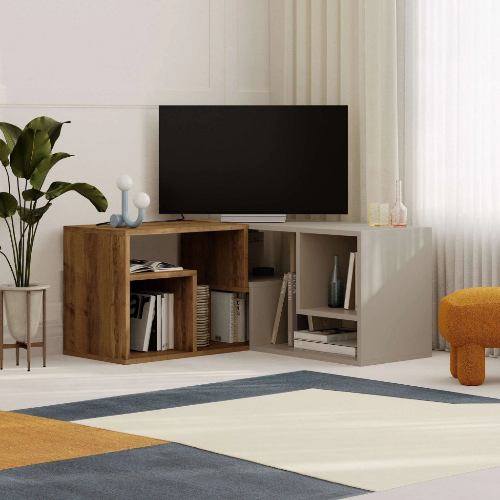 Mobile TV modulare in legno "Glis" - 145 x 35 x 44 cm - Beige