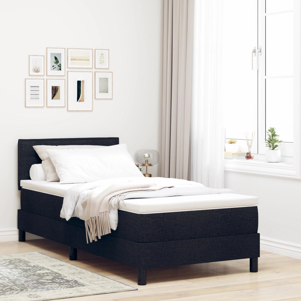 Letto a Molle vitaXL con Materasso e LED Nero 90x200 cm Tessuto