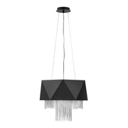 Lampadario Contemporaneo Zuma In Acciaio Nero Satinato Argento 6 Luci E27