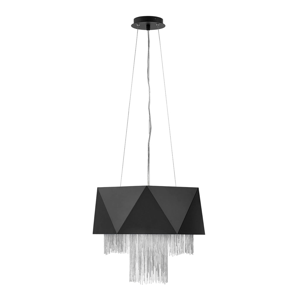 Lampadario Contemporaneo Zuma In Acciaio Nero Satinato Argento 6 Luci E27