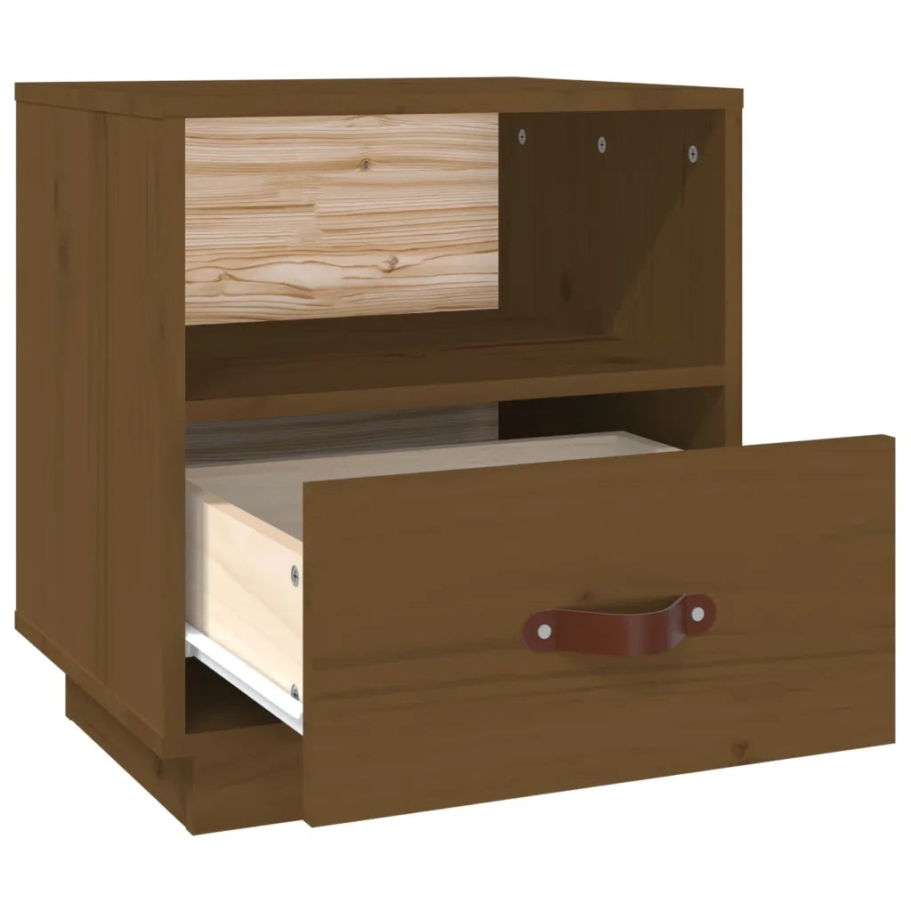 Comodino-Tavolino da notte Marrone Ambrato 40x34x45 cm in Legno Massello di Pino 869381