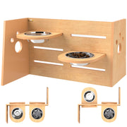Tavolino per cani ¨C zephmum ¨C 2 ciotole in acciaio inossidabile 63x58.5x40 cm quercia