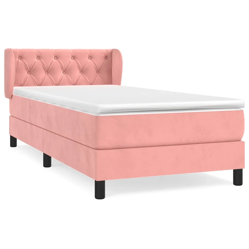 Giroletto a Molle con Materasso-Struttura Letto Rosa 80x200 cm in Velluto 666235