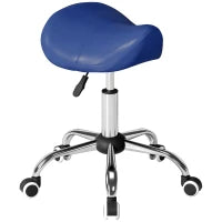 Sgabello a rotelle, sedia da lavoro con altezza regolabile 49-61 cm e sella ergonomica, 52x53x49-61cm, blu