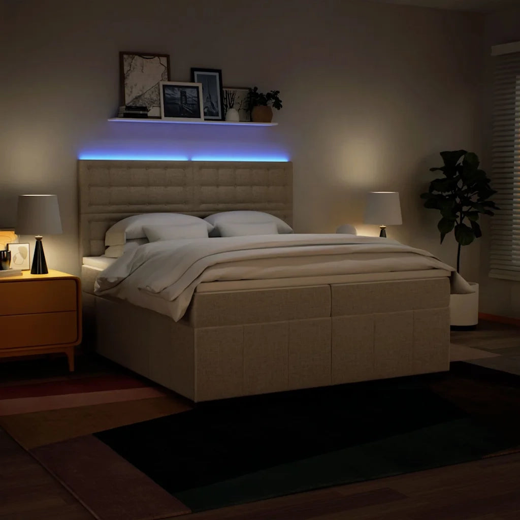 Giroletto a Molle con Materasso Crema 200x200 cm in Tessuto 3294094