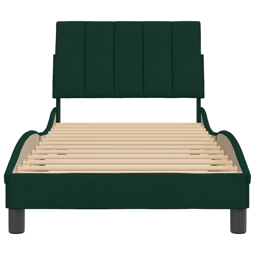 Giroletto senza Materasso Hanko Verde Scuro 90x200 cm in Velluto 3207828