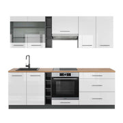 Cucina componibile Fame-Line Bianco lucido/Antracite 235 cm, PL Rovere Vicco