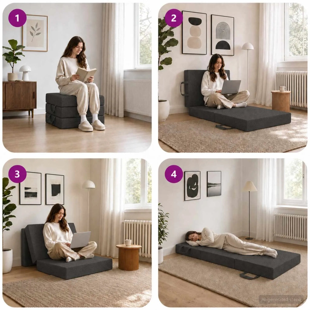Divano Letto Pieghevole 75 x 63 x 45 cm Grigio Scuro 900137