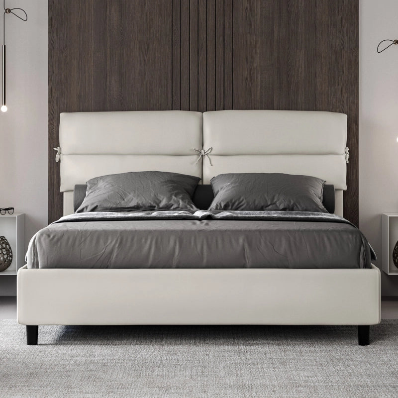 Letto imbottito Matrimoniale 160x200 cm Nandy - Bianco,Similpelle,Senza rete